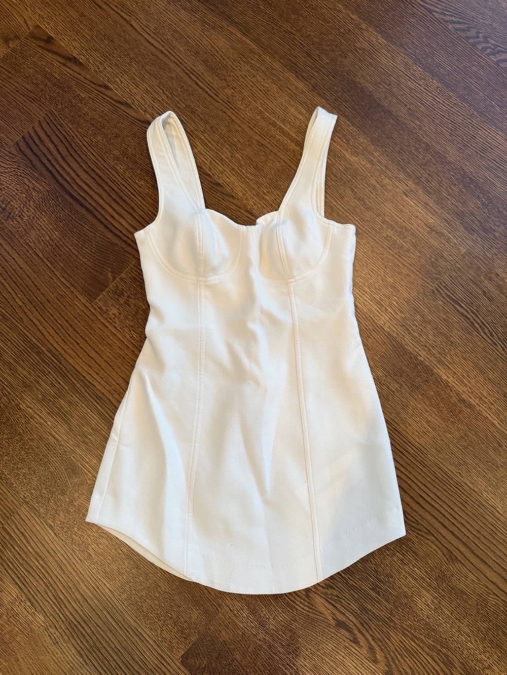 Shona Joy Cream Textured Bustier Tank Dress
